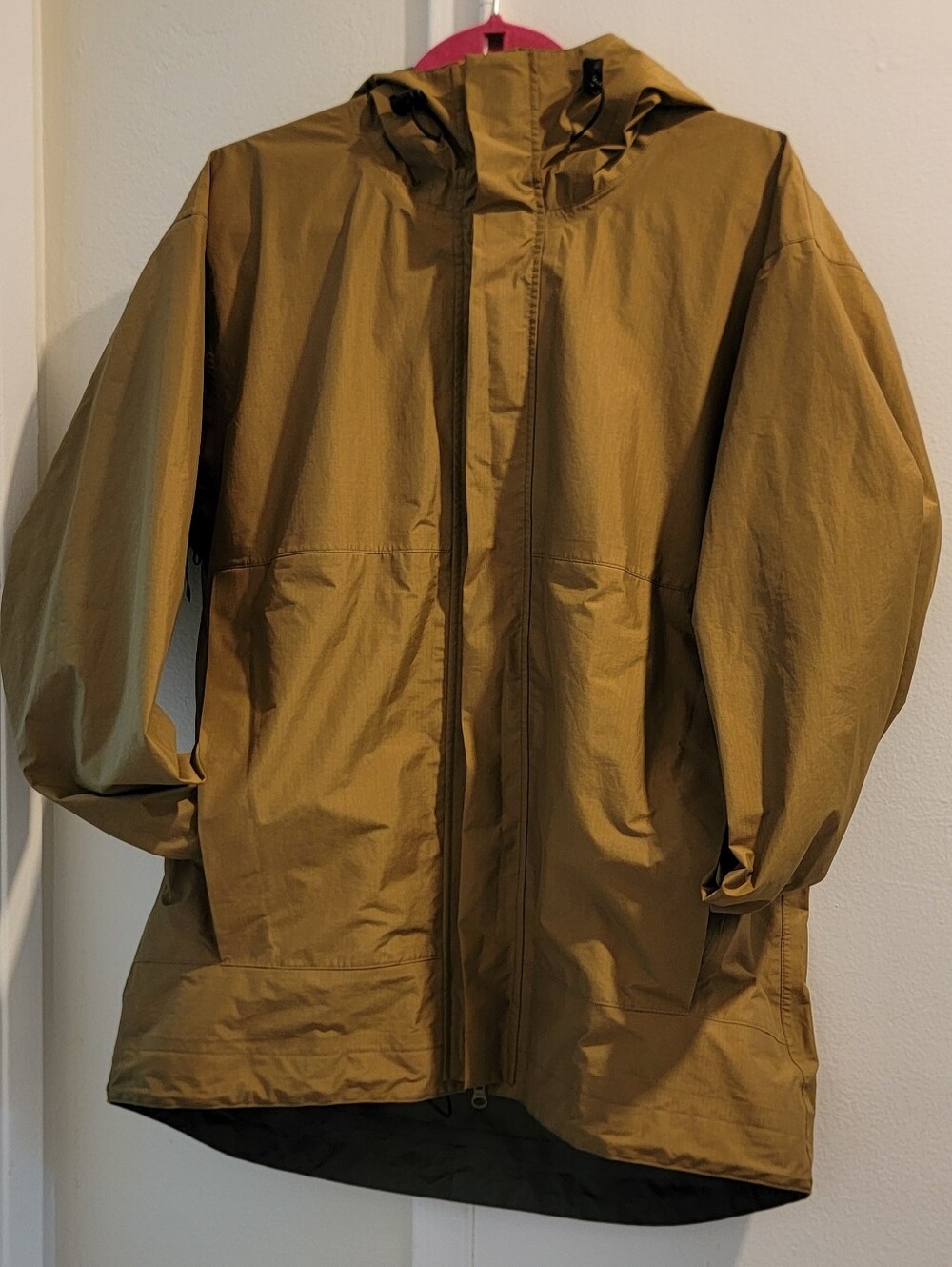 Beyond Men's Hooded Raincoat in Mustard Brown S